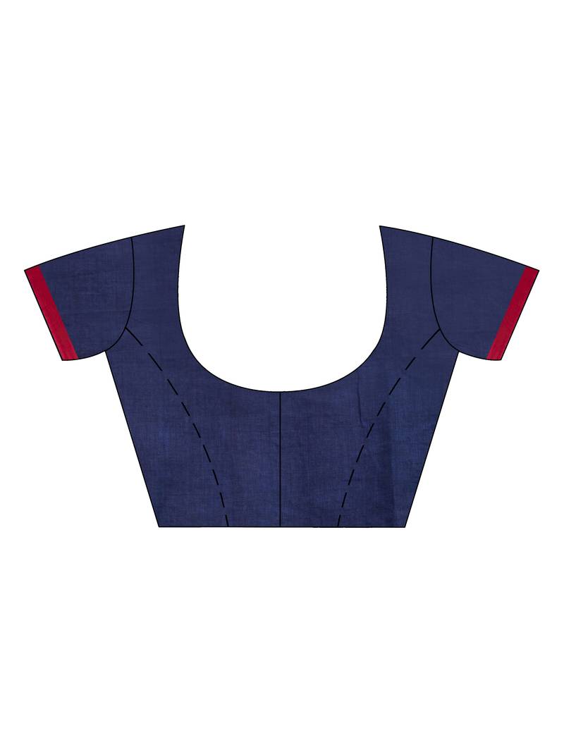 Royal blue cotton with jacquard border jamdani saree