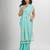 Paled Turquoise cotton with Jacquard Zari border and zari Stripe pallu handloom Saree