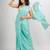 Paled Turquoise cotton with Jacquard Zari border and zari Stripe pallu handloom Saree