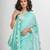 Paled Turquoise cotton with Jacquard Zari border and zari Stripe pallu handloom Saree