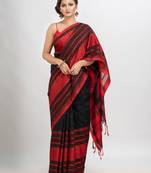 Black body red border begampuri organic cotton saree