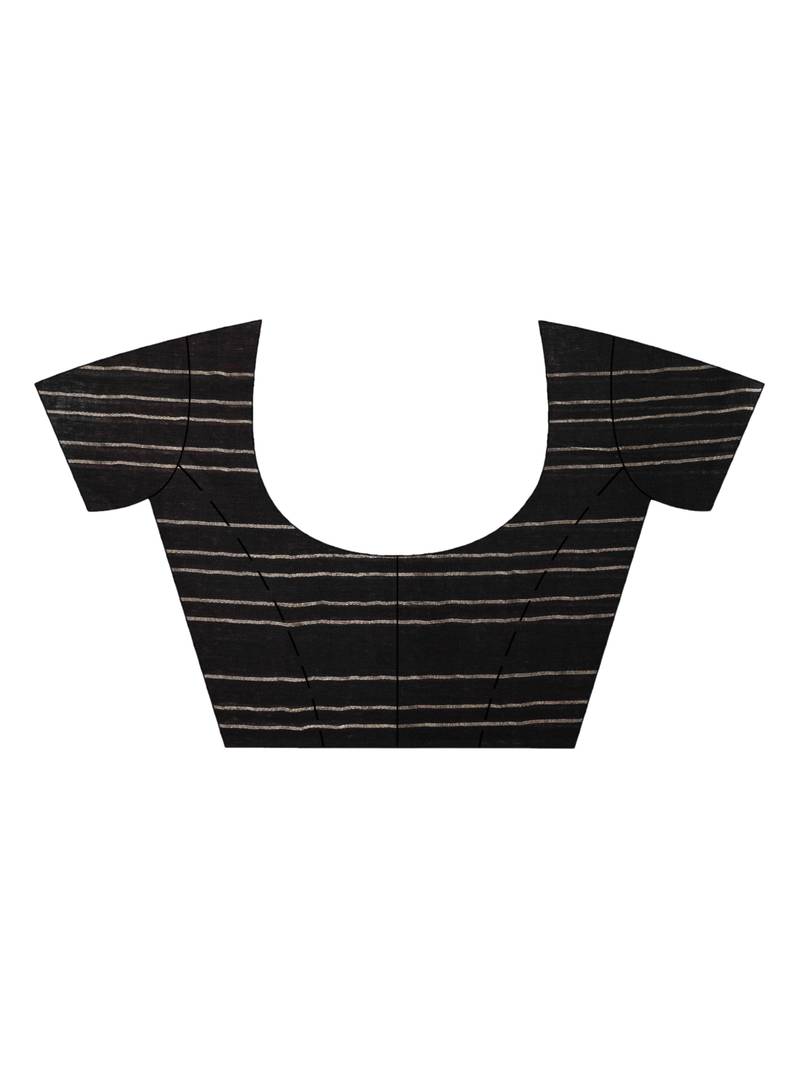 Black linen jari border with silver zari pallu jamdani saree