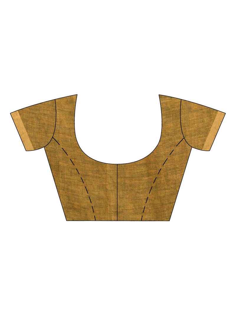 Golden brown linen handloom saree
