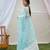 Sky blue organza embroidred work with lace border saree with blouse