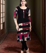 Black Faux Crepe printed kurti