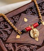  24" medium length golden mangalsutra one gram gold with single big laxmi tali