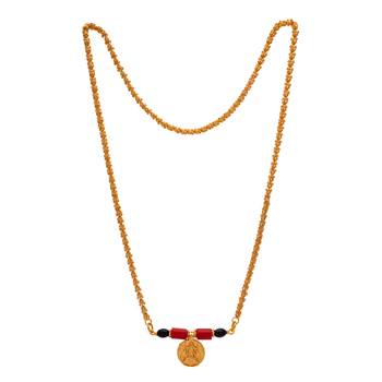  24" medium length golden mangalsutra one gram gold with single big laxmi tali 3