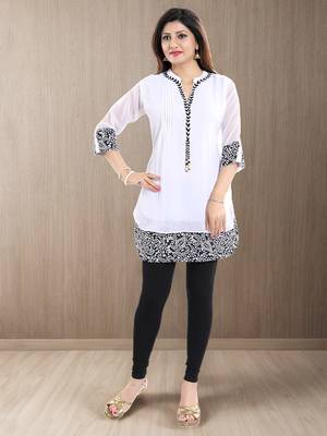 White plain georgette short-kurtis 5