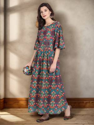 Multicolor printed cotton maxi-dresses 1