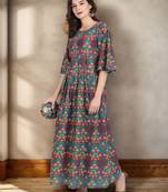 Multicolor printed cotton maxi-dresses