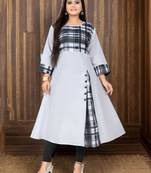 Grey printed cotton kurti