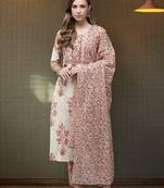 Off-white printed cotton kurta-suits