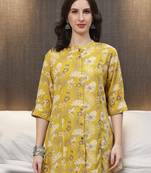 Mustard printed viscose rayon tunics
