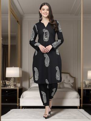 Black floral print cotton salwar 1