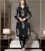 Black floral print cotton salwar