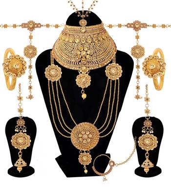 Soni art rajwadi gold plated wedding wear bridal necklace set (463) 1