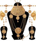 Soni art rajwadi gold plated wedding wear bridal necklace set (463)