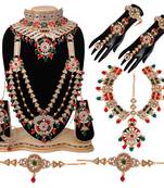 Soni craft  exquisite gold plated multicolor kundan wedding wear bridal necklace set (0963)
