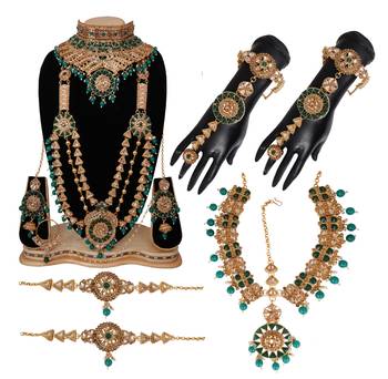 Soni craft  admirable fashion green  kundan wedding wear bridel necklace set (0965) 1