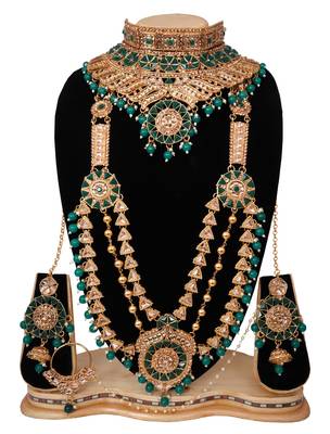 Soni craft  admirable fashion green  kundan wedding wear bridel necklace set (0965) 2