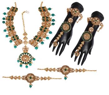 Soni craft  admirable fashion green  kundan wedding wear bridel necklace set (0965) 3
