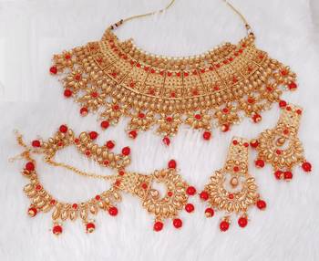 Soni craft ethnic designer red kundan choker necklace  set                ( 0966) 2