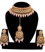 Soni craft  wedding wear
 gold plated peach kundan  choker jewel set (0967)