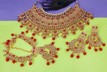 Soni craft ethnic designer red kundan choker necklace  set                ( 0966) 3