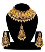 Soni craft stunning gold plated yellow kundan  choker jewel set (0969)