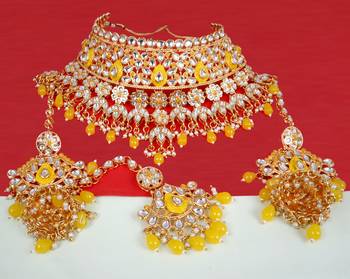 Soni craft women fashion yellow color  necklace set  (0973) 3
