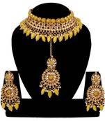 Soni craft  yellow kundan  necklace set (0976)