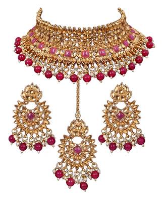 Soni craft romantic color gold plated choker kundan jewel set (0996) 2