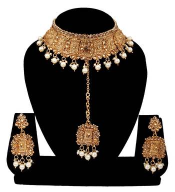 Soni craft delightful gold plated choker kundan jewel set (0997) 1