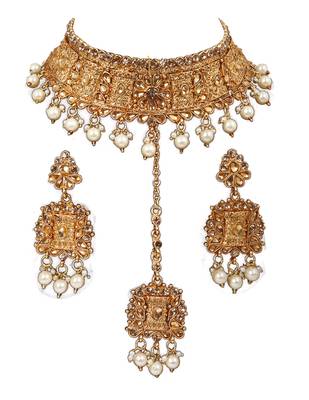 Soni craft delightful gold plated choker kundan jewel set (0997) 2