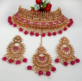 Soni craft romantic color gold plated choker kundan jewel set (0996) 3