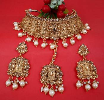 Soni craft delightful gold plated choker kundan jewel set (0997) 3