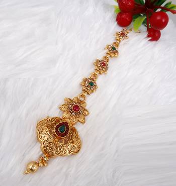 Soni craft  gold plated multi kundan mangtikka (1010) 1