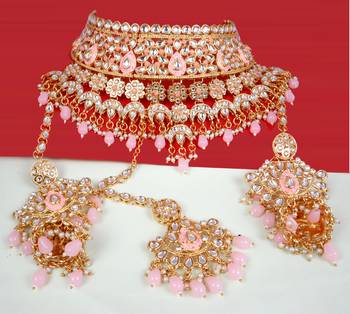Soni craft alluring gold plated wedding wear necklace set (1012) 3