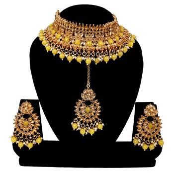 Soni craft festival fashion yellow kundan necklace set (1015) 1