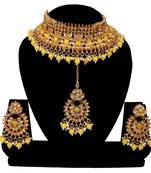 Soni craft festival fashion yellow kundan necklace set (1015)