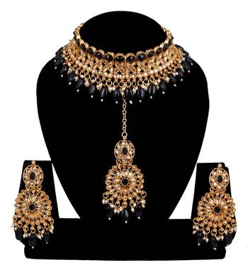 Soni craft black kundan necklace  jewellery set (1017) 1
