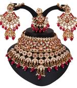 Soni craft attractive maroon  kundan necklace set (1021)