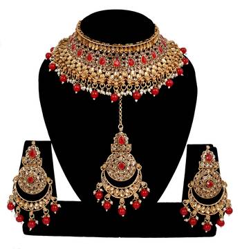 Soni craft trendy red gold plated  choker kundan jewel set (1030) 1