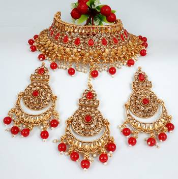 Soni craft trendy red gold plated  choker kundan jewel set (1030) 2