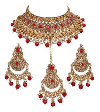 Soni craft trendy red gold plated  choker kundan jewel set (1030) 3