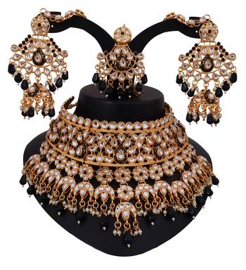 Soni craft black kundan gold plated  wedding wear jewel set (1032) 1