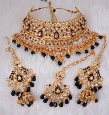 Soni craft black kundan gold plated  wedding wear jewel set (1032) 2
