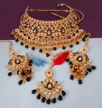 Soni craft black kundan gold plated  wedding wear jewel set (1032) 3