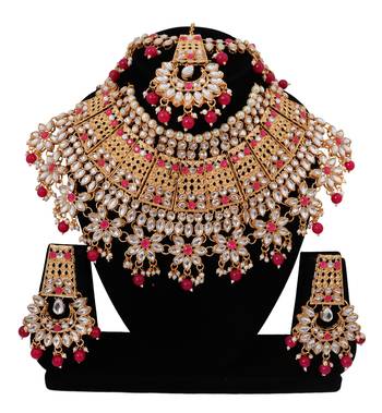 Soni craft  elegant look dark pink gold plated  choker kundan jewel set (1033) 1