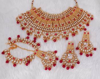 Soni craft  elegant look dark pink gold plated  choker kundan jewel set (1033) 3